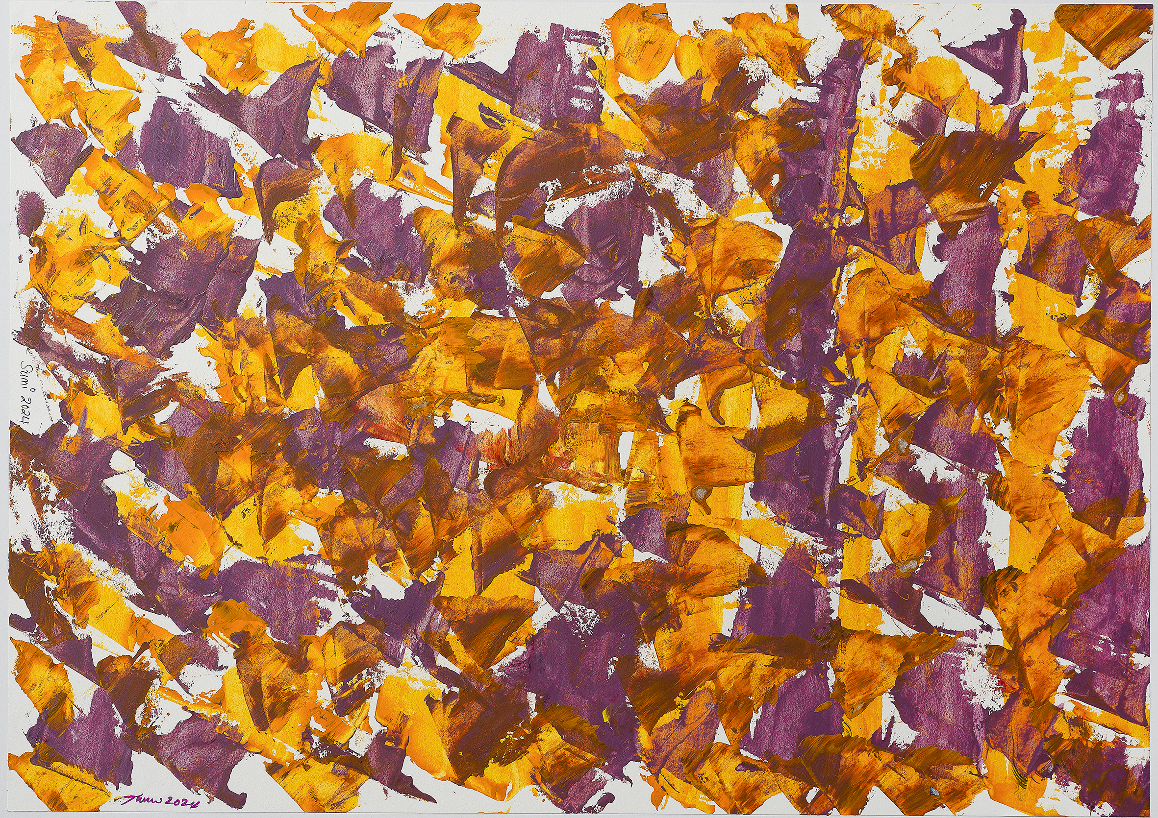 Bougainvillea in abstract art purple and yellow